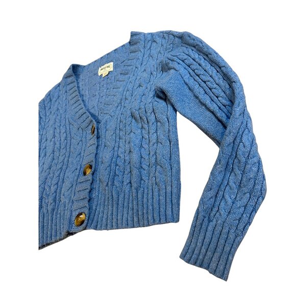 American Eagle Blue Cropped Knit Cardigan - Picture 6 of 8